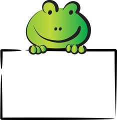 frog holding blank card