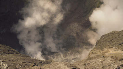 Mountain Bromo active volcano crater in East Jawa, Indonesia. Volcano crater Mount Gunung Bromo is an active volcano,Tengger Semeru National Park.