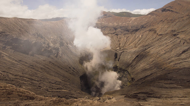 Mountain Bromo active volcano crater in East Jawa, Indonesia. Volcano crater Mount Gunung Bromo is an active volcano,Tengger Semeru National Park.