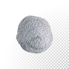 Silver glitter paint brush abstract dab stain smear or smudge texture on transparent background for luxury greeting card design. Vector isolated glittering sparkling silver paint ink circle splash
