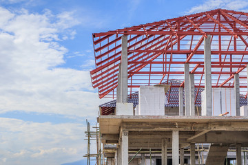 construction residential new house in progress at building site