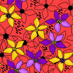Seamless floral abstract pattern red