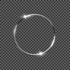 Silver ring isolated on transparent background. Vector design element.
