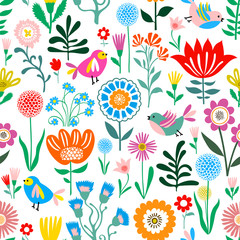 Cute Floral Pattern, Seamless Vector Background, Summer Texture for Trandy Fashion Prints for Kids and Babies - 191139792
