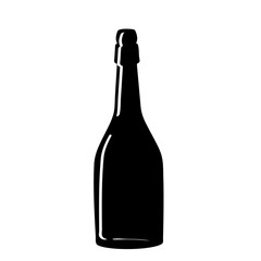 Black silhouette of a champagne bottle. Iconography. Vector