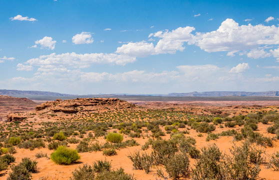 Desert rocky landscape of the southwest of the USA. Desert rocky valley in Arizona