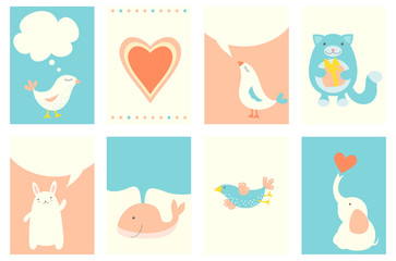 Set of banners with cute animals