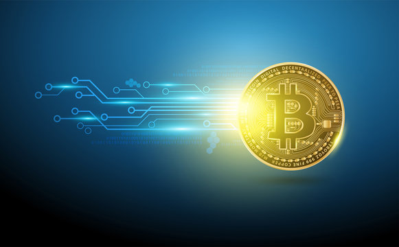 Bitcoin digital currency futuristic technology network design, Vector illustration