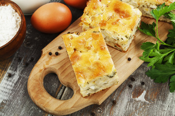 Pie with cabbage and eggs