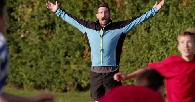 Soccer coach has an emotional outburst during a match. Shot on RED Epic.