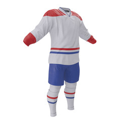 Hockey Clothes on white. 3D illustration