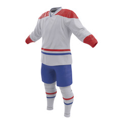 Hockey Clothes on white. 3D illustration