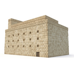 King Solomon's temple Beit HaMikdash in hebrew name on white. 3D illustration