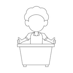 Schoolboy on desk icon vector illustration graphic design