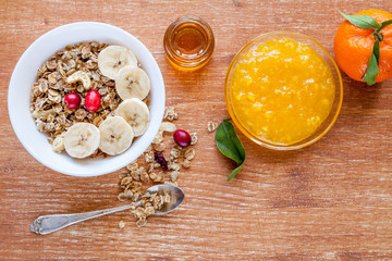 Healthy breakfast with muesli