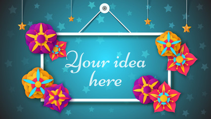 Flower, paper frame valentine day Vector eps 10