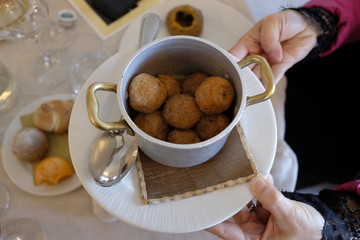 cheese balls in truffle sauce