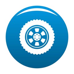 One tire icon vector blue circle isolated on white background 