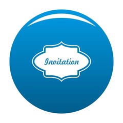 Invite label icon vector blue circle isolated on white background 