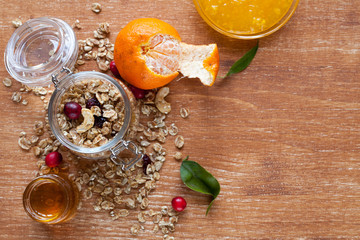 Healthy breakfast with muesli