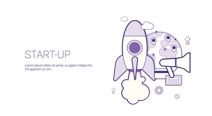 Startup Business Concept Template Web Banner With Copy Space Vector Illustration