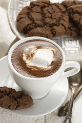 Hot chocolate and chocolate crinkle cookies