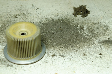 Dirty separator vacoom equipment part with dust