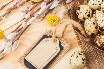 Quail eggs and dry flowers
