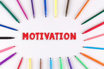 Multi Colored Pen written MOTIVATION