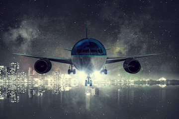 Obraz premium Airliner in sky. Mixed media