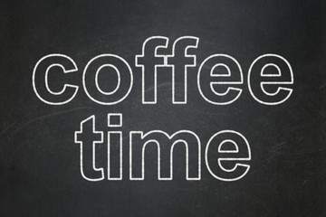 Obraz premium Timeline concept: text Coffee Time on Black chalkboard background