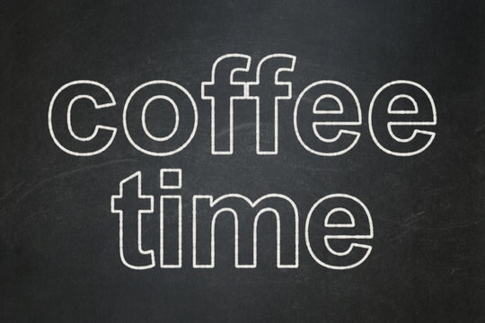 Timeline concept: text Coffee Time on Black chalkboard background