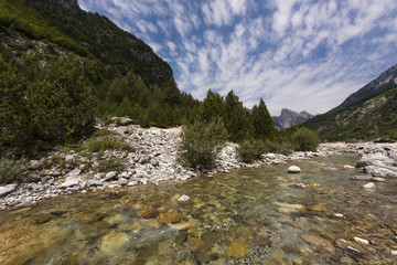 Clear mountain River Theth in Theth National Park, Shkodra region, Albania, Europe