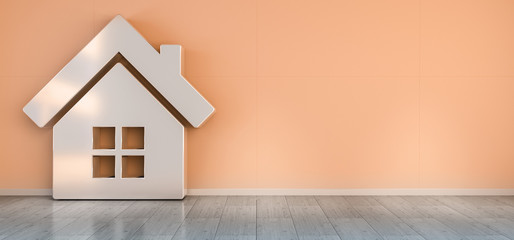 Smarthome icon in interior 3D rendering