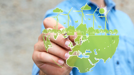 Businessman drawing renewable energy sketch