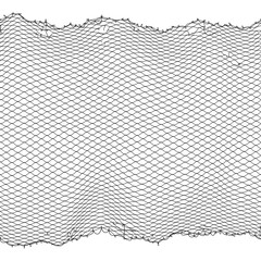 Black fisherman rope net vector seamless texture isolated on white - obrazy, fototapety, plakaty