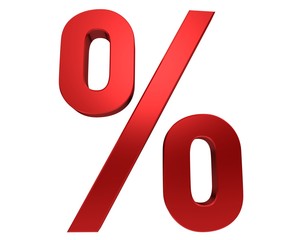 percent 3d red sign sales symbol percentage icon isolated on white background