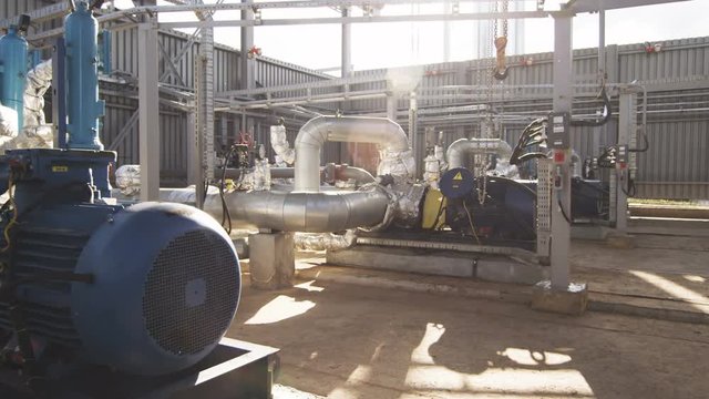 Equipment Connected by Pipes and Fenced in Open Air