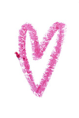Pink colour lipstick paint in heart shape on background