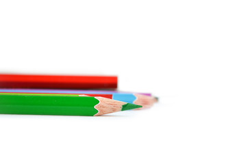 Crayon green color isolate on white background, space for text