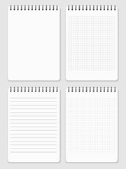 Realistic notebooks page collection - lined and dots notebook