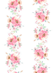 Plakat Seamless summer pattern with watercolor flowers handmade.