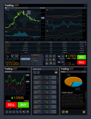 Stock trading vector concept ui with analyze data tools and financial forex market charts
