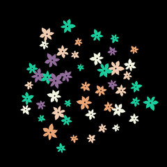 Festive Background with Colorful  flowers. Feminine Pattern for Postcard, Print, Banner or Poster. Small Pretty  flowers For Party Decoration, Wedding, Birthday or Anniversary Invitation. 
