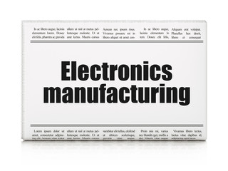 Industry concept: newspaper headline Electronics Manufacturing on White background, 3D rendering