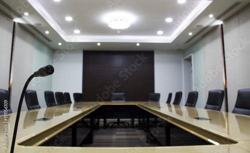 Microphone And Modern Table Boardroom With Chair Black