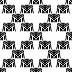 Black and White Seamless Ethnic Pattern. Vintage, Grunge, Abstract Tribal Background for Textile Design, Wallpaper, Surface Textures, Wrapping Paper