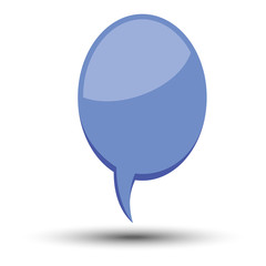 Blue cartoon comic balloon speech bubble without phrases and with shadow. Vector illustration.
