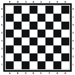 Fototapeta premium Modern black chess board with letters and numbers background design vector illustration.