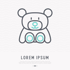 Teddy bear thin line icon. Modern vector illustration of toy.